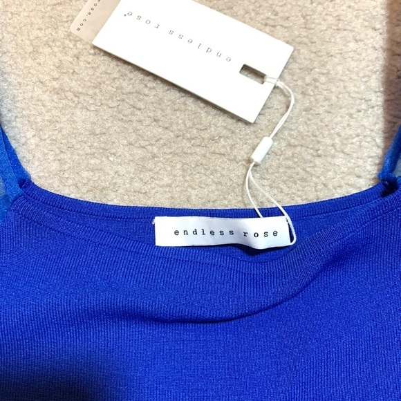 NWT Endless Rose Short Puff Sleeve Sweater Top Women Size XS Royal Blue - Picture 4 of 7